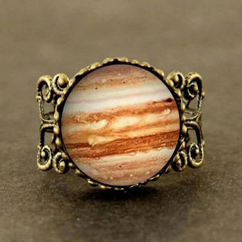 Ювелирное изделие в стиле стимпанк Украшение с изображением янтарной планеты|glass