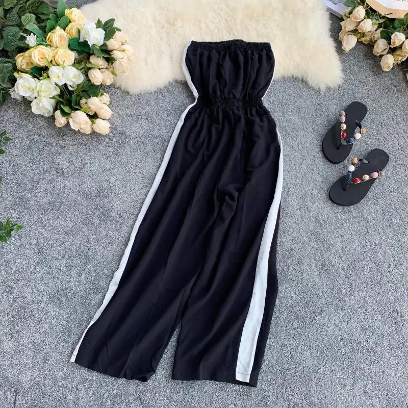 ALPHALMODA 2019 летние женские полосатые комбинезоны для женщин с эластичным поясом