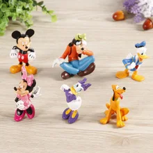 Disney Kid Toys 6 шт./лот Микки Маус Аниме фигурки пластиковые игрушки ПВХ Мини Набор