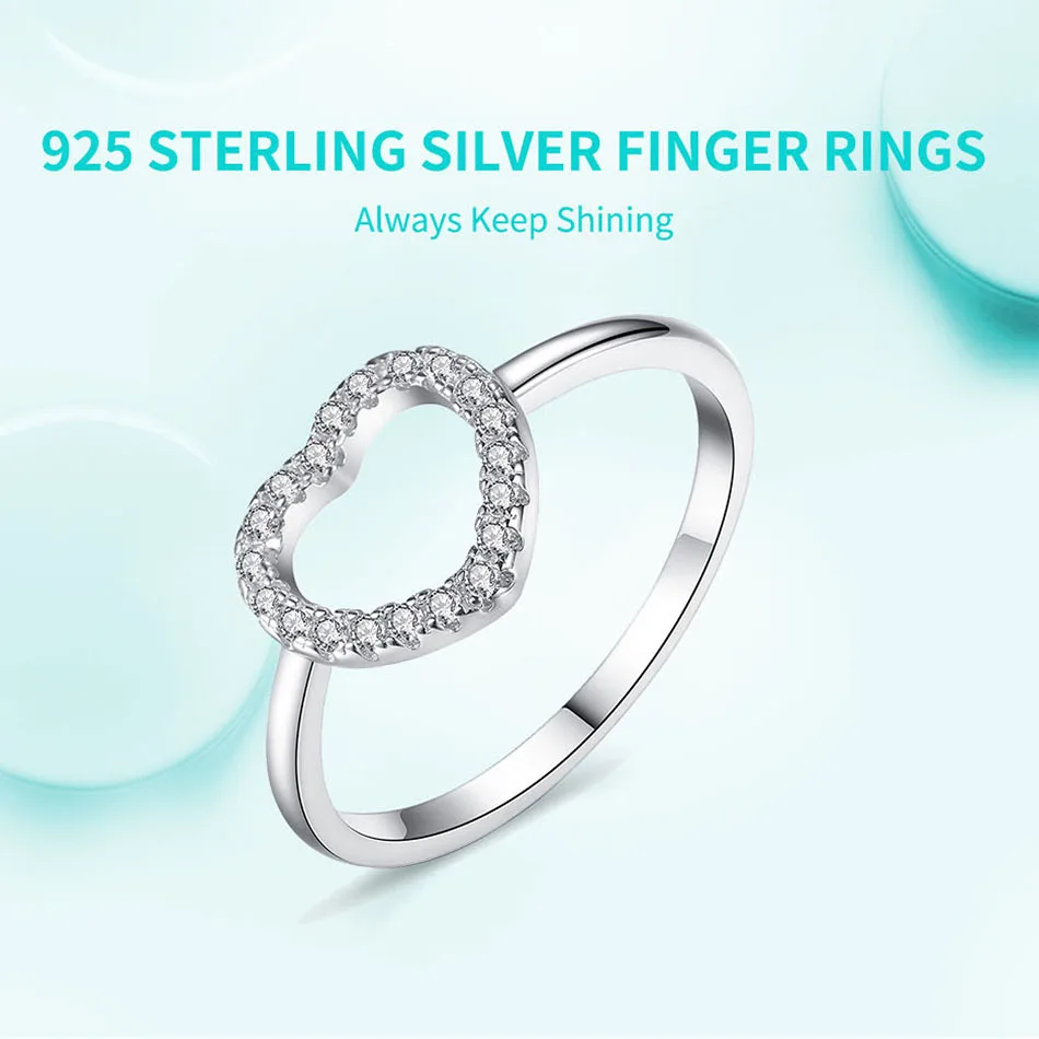 FOREWE новое классическое подлинное серебряное пустое сердце 925 пробы кольцо