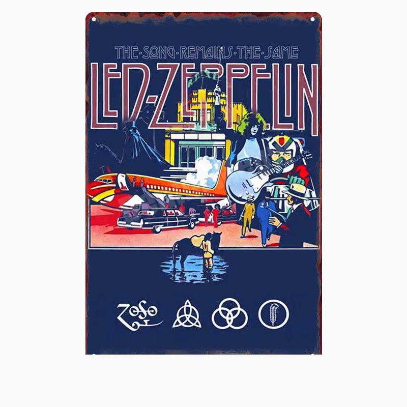 K Led Zeppelin табличка металлические пластины клуб бар кафе концерт Украшение Рок музыка Оловянная вывеска стены Искусство Плакат Винтаж Домашний Декор MN111 - Цвет: K