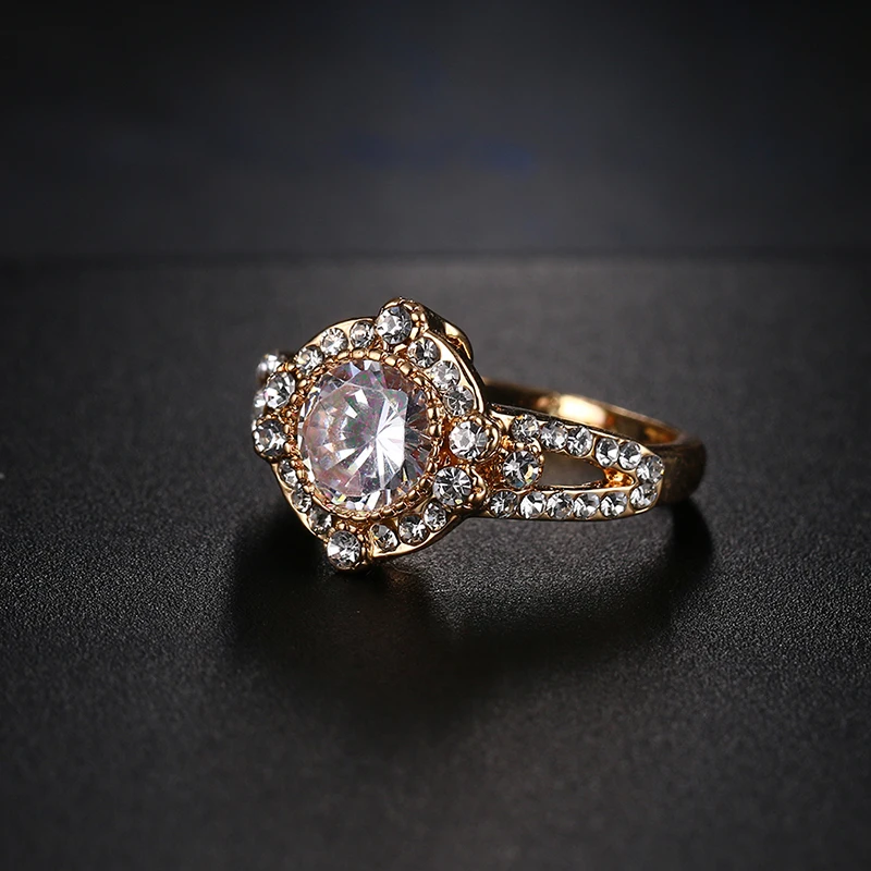 Роскошные высококачественные женские кольца Crytal CZ Anillos Mujer цвета розового золота