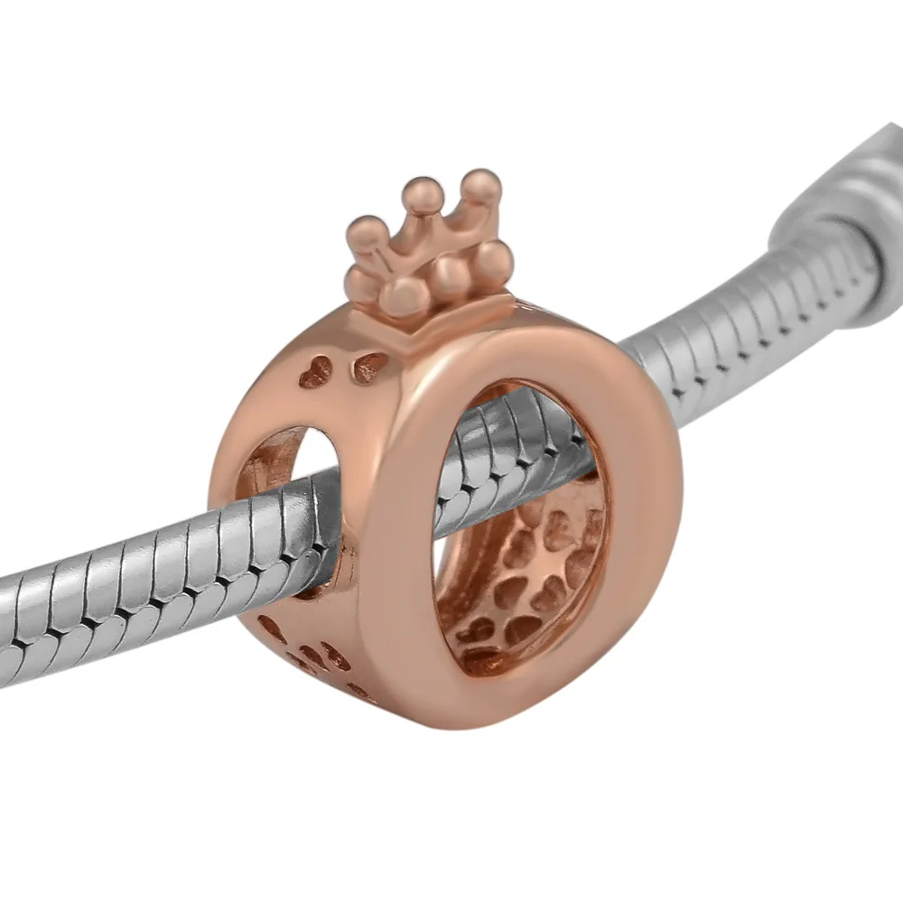 Блестящие бусины в форме короны из розового золота для изготовления ювелирных