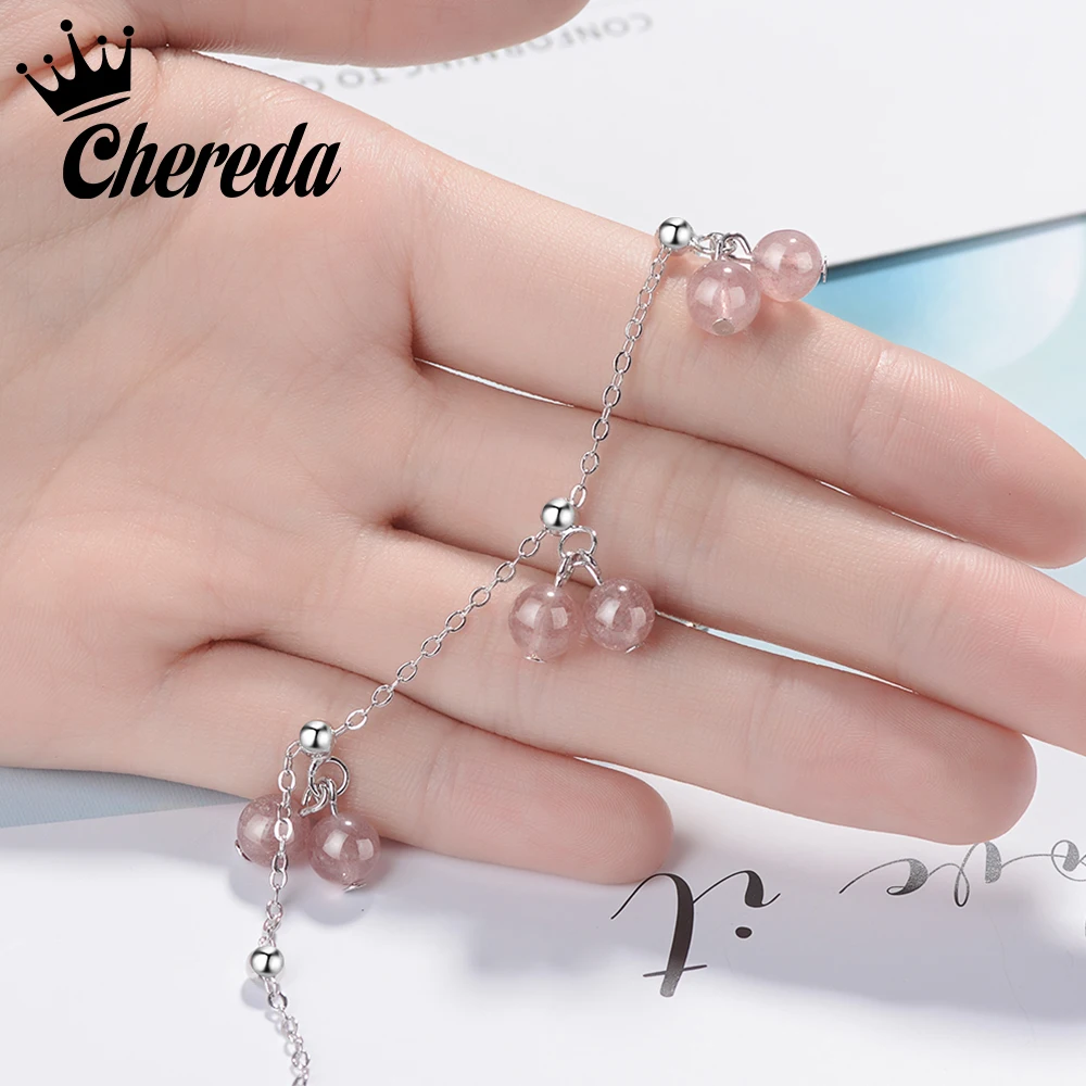 Chereda Women Strawberry Crystal Bracelet For Simple Round Chain Bangle Elegant Jewelry Fine Party Accessories Bracelets | Украшения и