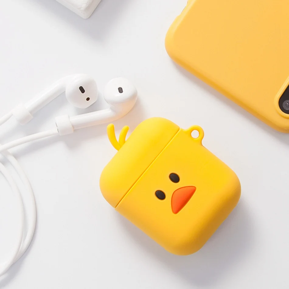 19V Чехол для наушников Airpods 2 чехол силиконовый милый цвет медведь свинья собака чехол для Apple Air pods наушники чехол для наушников кольцо ремешок - Цвет: 19V