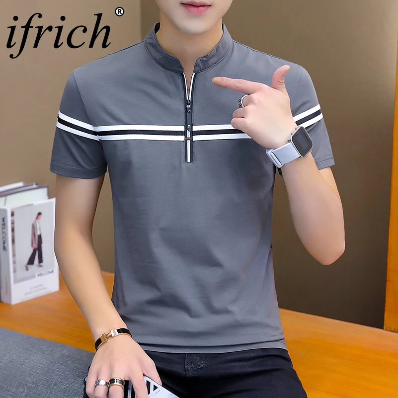 Мужская футболка с коротким рукавом IFRICH Повседневная Деловая черного цвета в