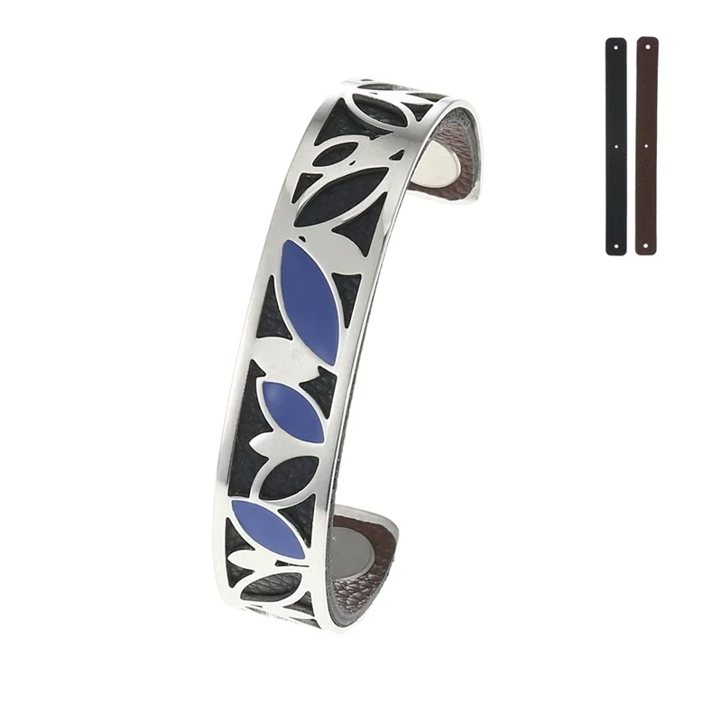 georgette Bracelet Браслеты с листьями кремо, синие эмалированные браслеты Argent, Реверсивные Сменные маншеты, манжеты на руку, браслет из нержавеющей стали, браслеты - Окраска металла: georgette Bracelet