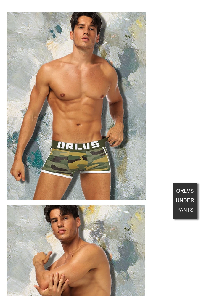 ORLVS Comfortable Underwear Men Boxers Breathable Cotton Male Panties Cueca Tanga Men Boxers Solid Shorts Quick Dry Mesh OR144