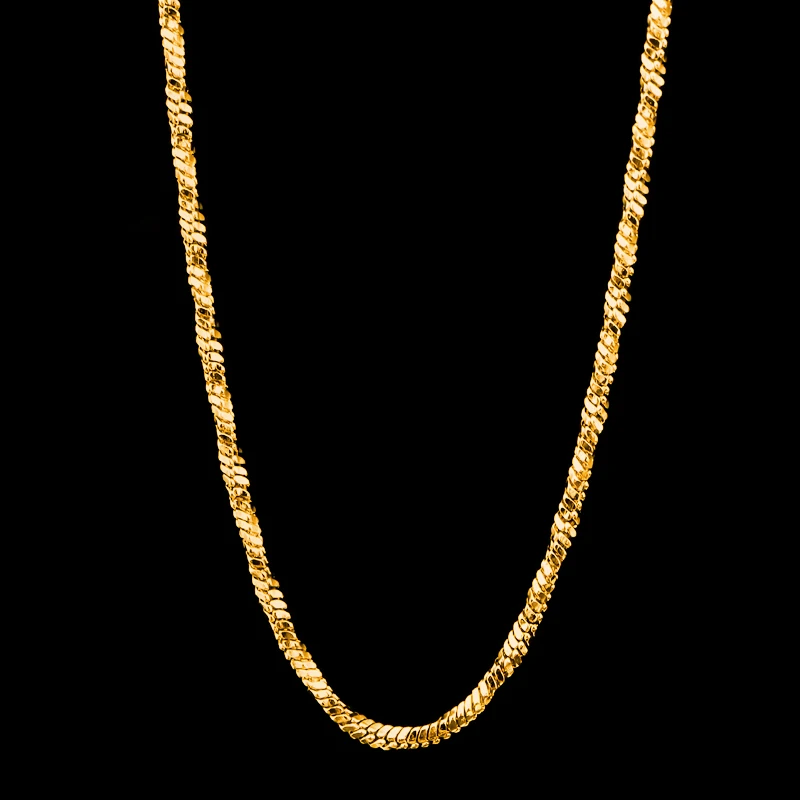 Gold Olowu модное уникальное витое ожерелье из нержавеющей стали, 1 мм, цепочка, ювелирное ожерелье,, золото, серебро - Окраска металла: Gold