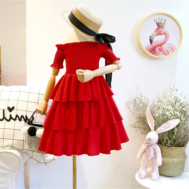 Платье с открытыми плечами для девочек на вечеринку и свадьбу детское платье