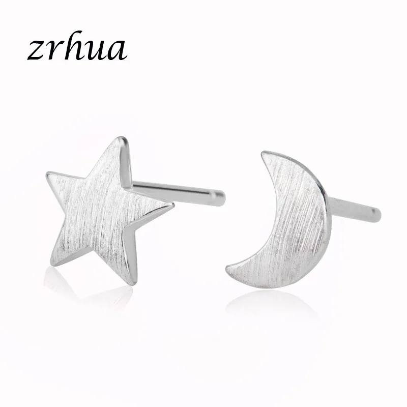 

Женские серьги-гвоздики ZRHUA, Серебристые серьги-гвоздики с Луной и звездой для предотвращения аллергии