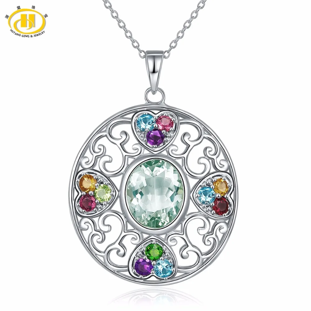 Подвеска Hutang женская из серебра 925 пробы с натуральным аметистом|fine jewelry|gift giftsgift