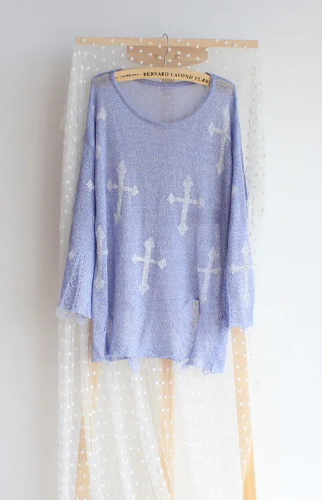 Модный рваный свитер с перекрестными отверстиями | Женская одежда