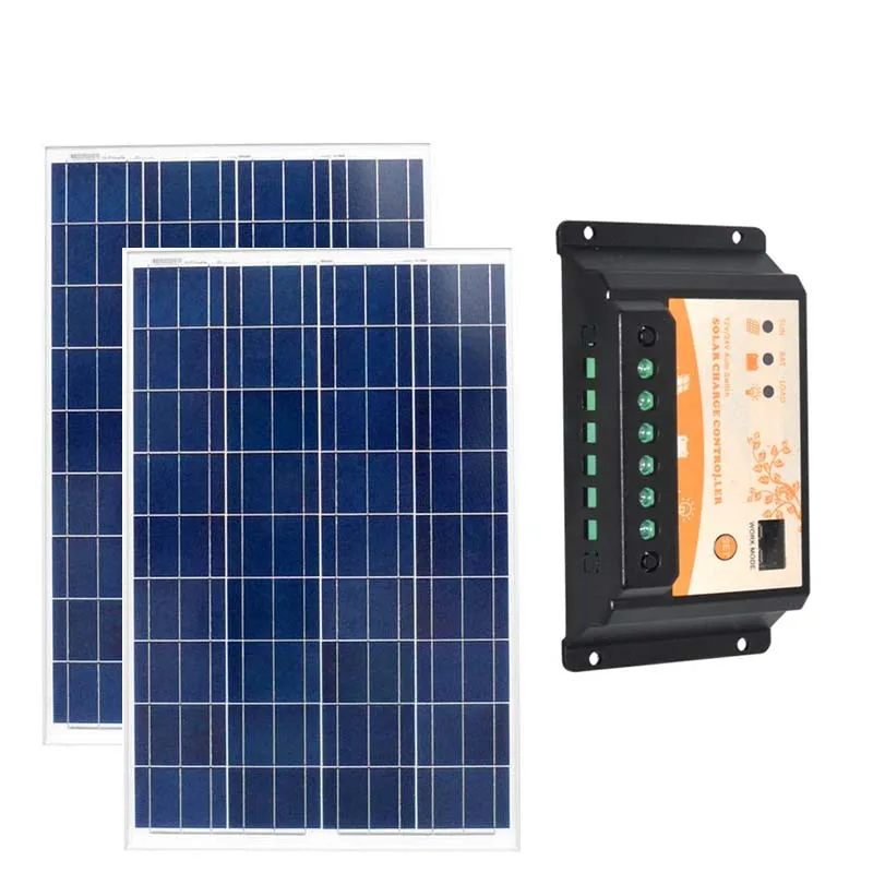 

Panel Solar 12 v 100w 2PCs Panneaux Solaire Kit 200w 24v Solar Charge Controller 12v/24v 20A Motorhome Caravan Rv Camp