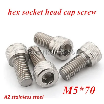 

100pcs/lot M5*70 Cap Screw DIN912 Hex Socket Head Cap Screw M5X70mm A2-70 Stainless Steel SUS304