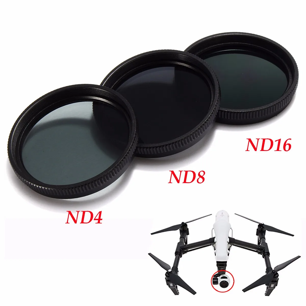 

3 Pcs Lens Filter for DJI OSMO X3 Inspire 1 Camera ND4+ND8+ND16 0.5mm Thick HD Camera Drone Accessories Lenses Filters Set