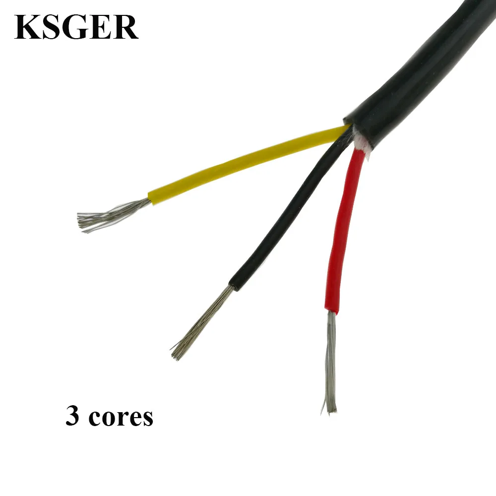 3 cores KSGER силиконовый провод кабель Луженая Медь T12 паяльник станция 3 4 5 6 8 Core линия 0,5 квадратный высокая температура мягкая куртка - Цвет: 3 cores