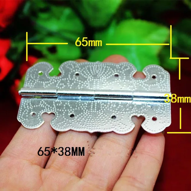12Pcs 65*38mm White Cabinet Door Luggage Aluminum Hinge,8 Holes Decor,Furniture Decor,Antique Vintage Heart Flower Dot Hinge