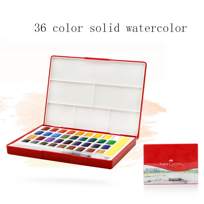 Faber-Castell 24/36/48 Цвет одноцветное коробка акварельных красок с Краски кисти яркое Цвет Портативный воды Цвет пигмент товары для рукоделия - Цвет: 36 colors