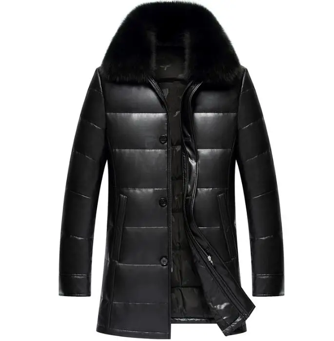 

M-3XL HOT / Winter Men's New Fashion Slim fox plush lapel PU leather jacket