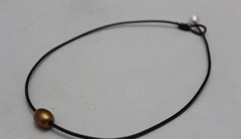 Темно коричневый Натуральная кожа Золотистого цвета пресной воды жемчужное