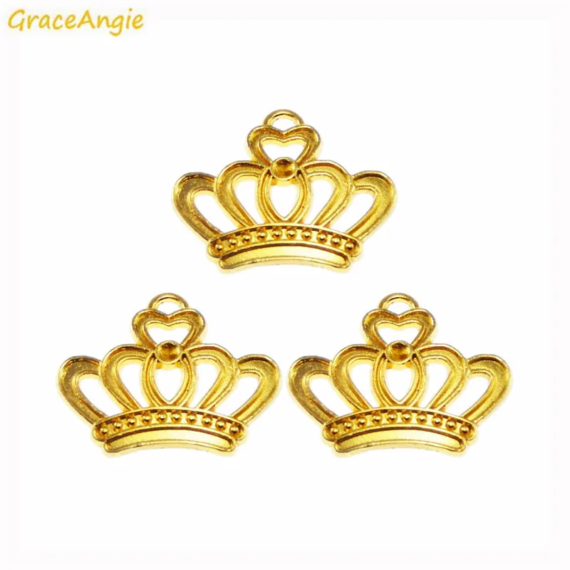 GraceAngie 90 шт. оптовая продажа подвеска в форме короны золотого цвета женский