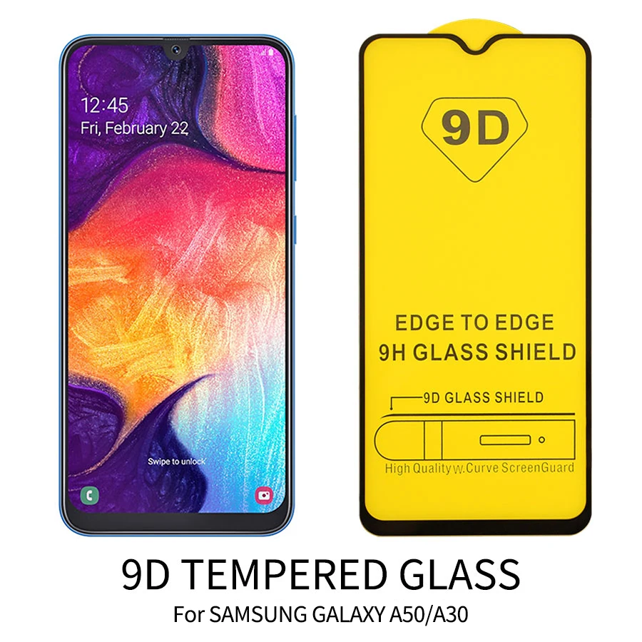 Изогнутое закаленное стекло 9D с полным покрытием защитная пленка для Samsung A10 A20 A30