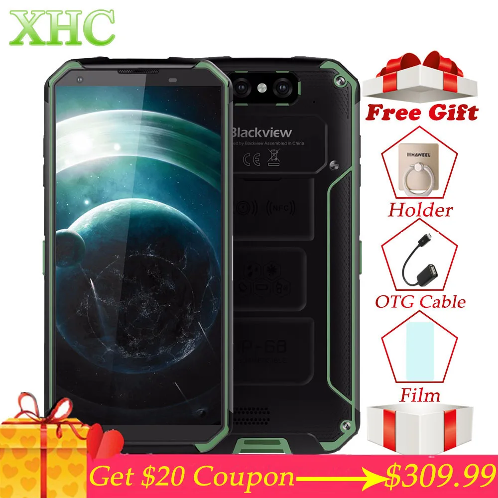 4G Blackview BV9500 5 7 дюймов мобильный телефон 4 Гб + 64 ГБ Octa Core Android 8 1 16MP 13MP NFC OTG с двойной SIM