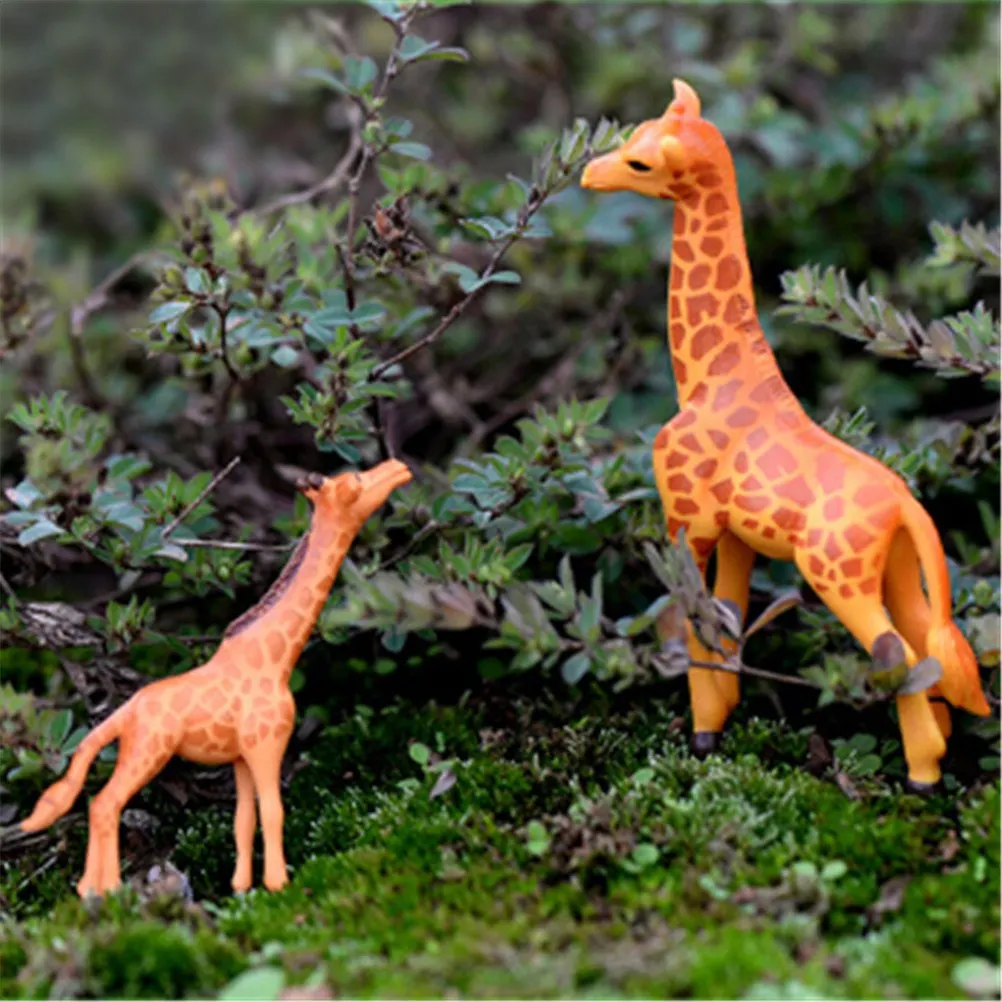 2 шт./компл. Африканские животные Жираф фигурки семья Твердые ПВХ Модель Фигурки