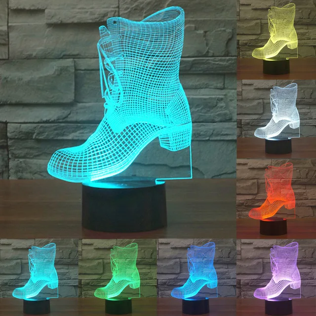

Boots 3D LED Lamp Remote Touch Switch 7 Colors Changing Ice skating Night Light Sporting Boy Room Decor Kids Toys Gift