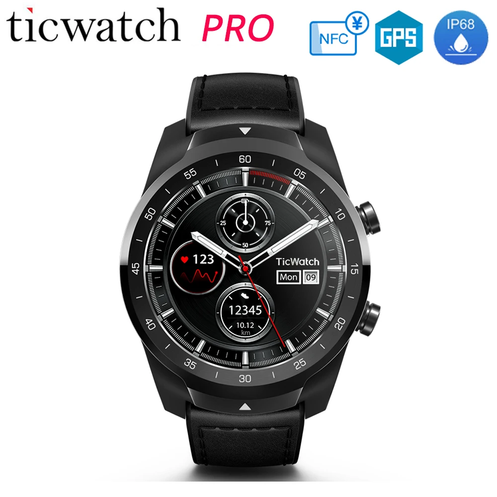 Оригинальные умные часы Global Ticwatch Pro, Bluetooth, gps, с ОС NFC, Google Pay, многослойный дисплей, Google Assistant, IP68, долгий режим ожидания
