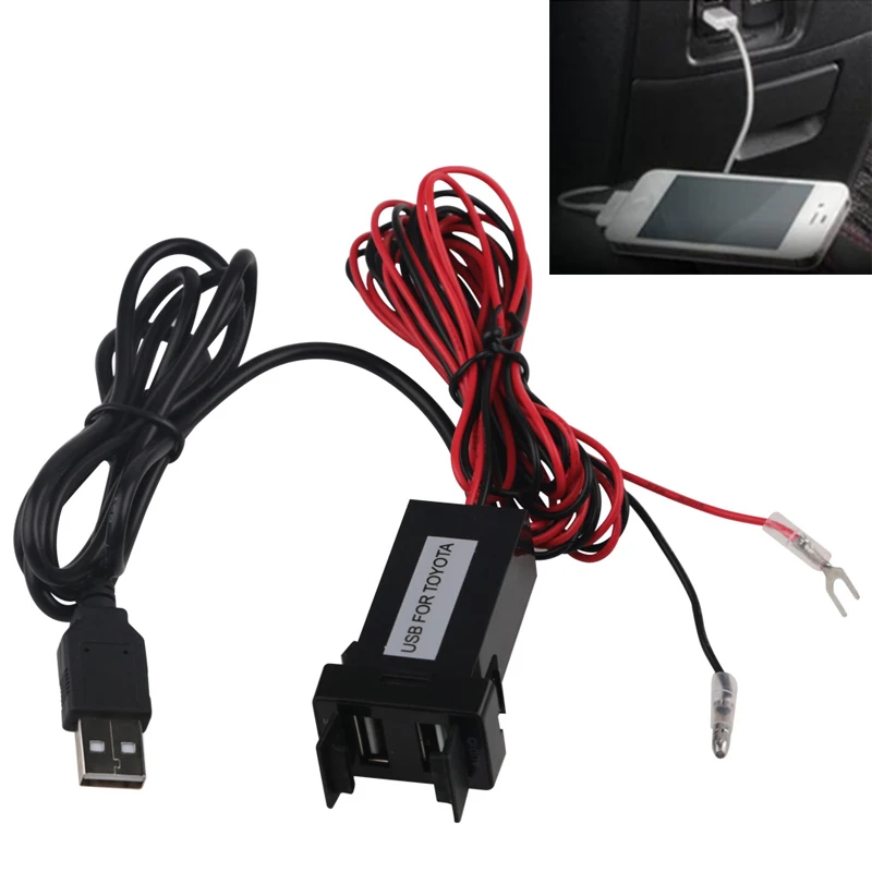

Dual USB Charger/Audio Port Interface for Toyota Cars Blank Switch Hole Car Accessary