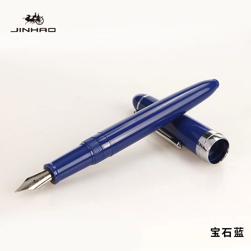 Blue Jinhao 992 модная прозрачная цветная авторучка с 0,5 мм F наконечником, полимерные чернильные ручки для письма, школьные принадлежности - Цвет: Blue