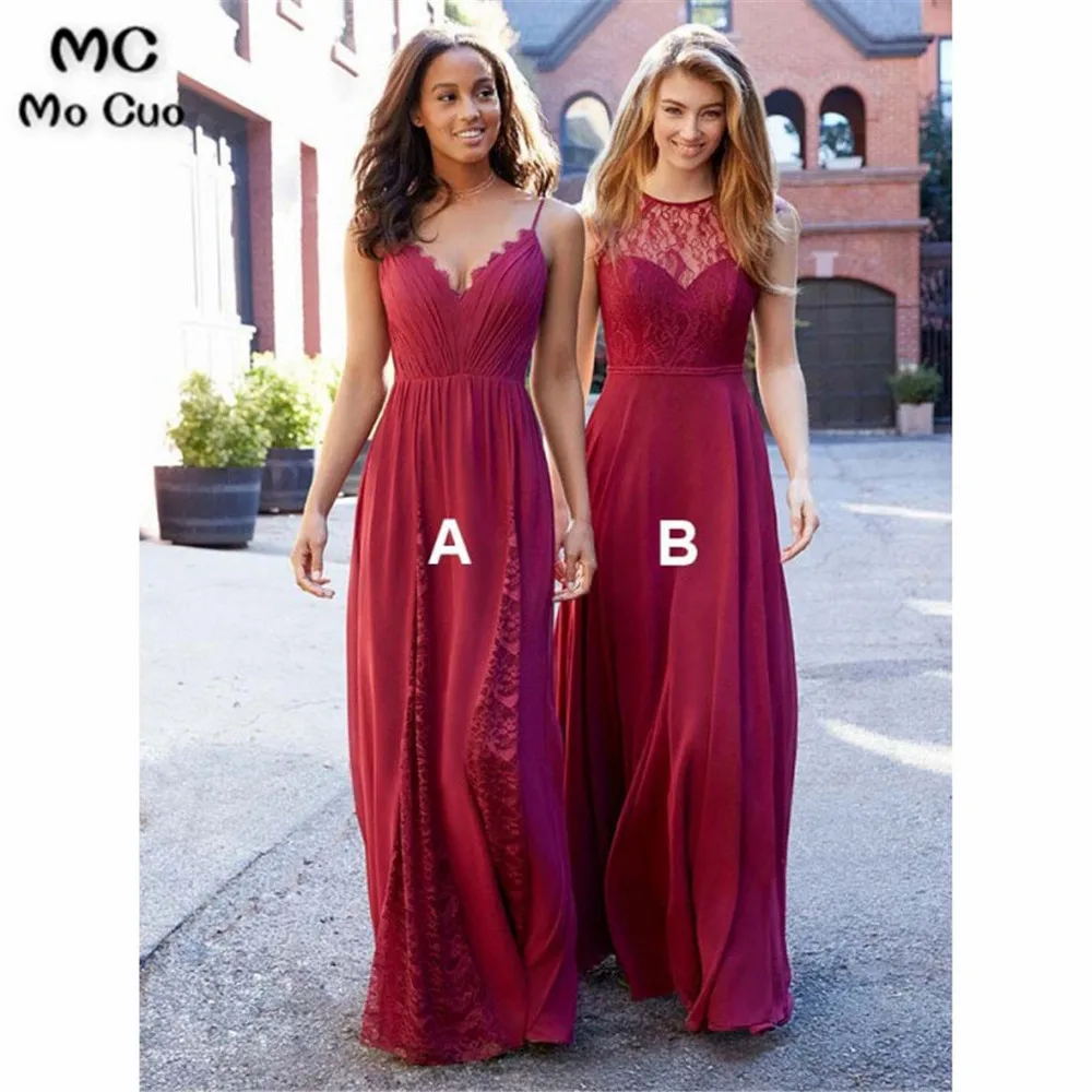 

New Lace Wedding Party Dress Bridesmaid Dress Long with AB Design Chiffon Custom Made Women Bridesmaid Dresses