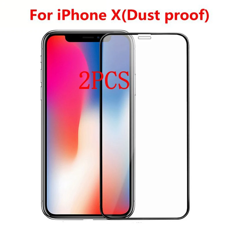 2 шт. пылезащитное закаленное стекло с полным покрытием для iPhone X iphone 11 11Pro защита
