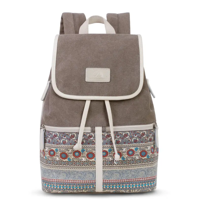 Canvasartisan Одежда высшего качества холст Для женщин рюкзак Повседневное Колледж рюкзак женский Ретро Стильные ежедневных поездок ноутбука Рюкзаки сумка - Цвет: light gray