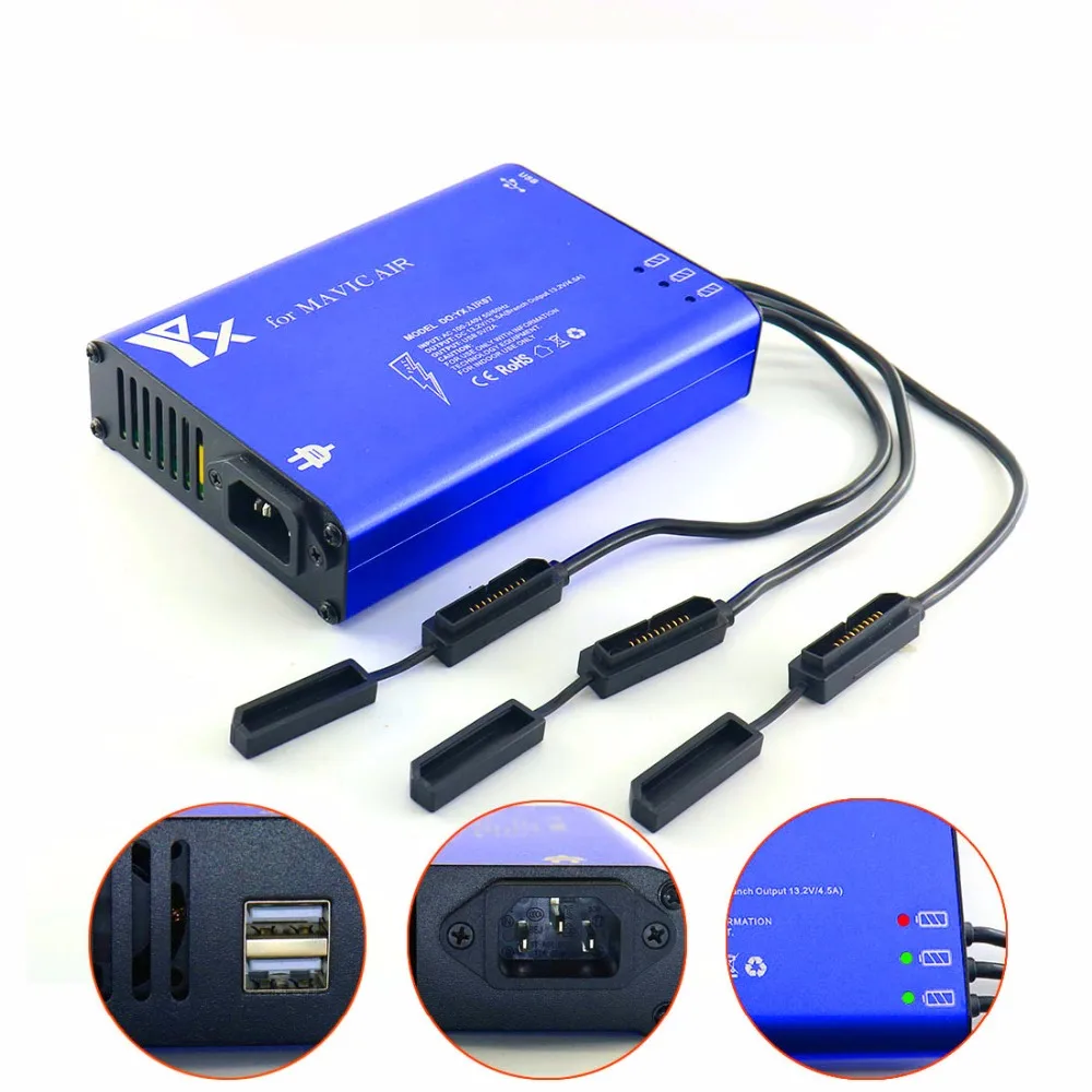 5 в 1 Mavic Air charger 3 Way батарея Зарядка 2 USB порт пульт дистанционного управления