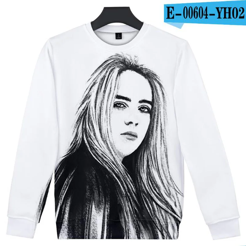 В Стиле Хип-хоп, модная Фирменная Костюмы Billie Eilish 3D принт худи свободного кроя из Для женщин с капюшоном толстовки, пуловеры, повседневный стиль, уличная одежда, топы