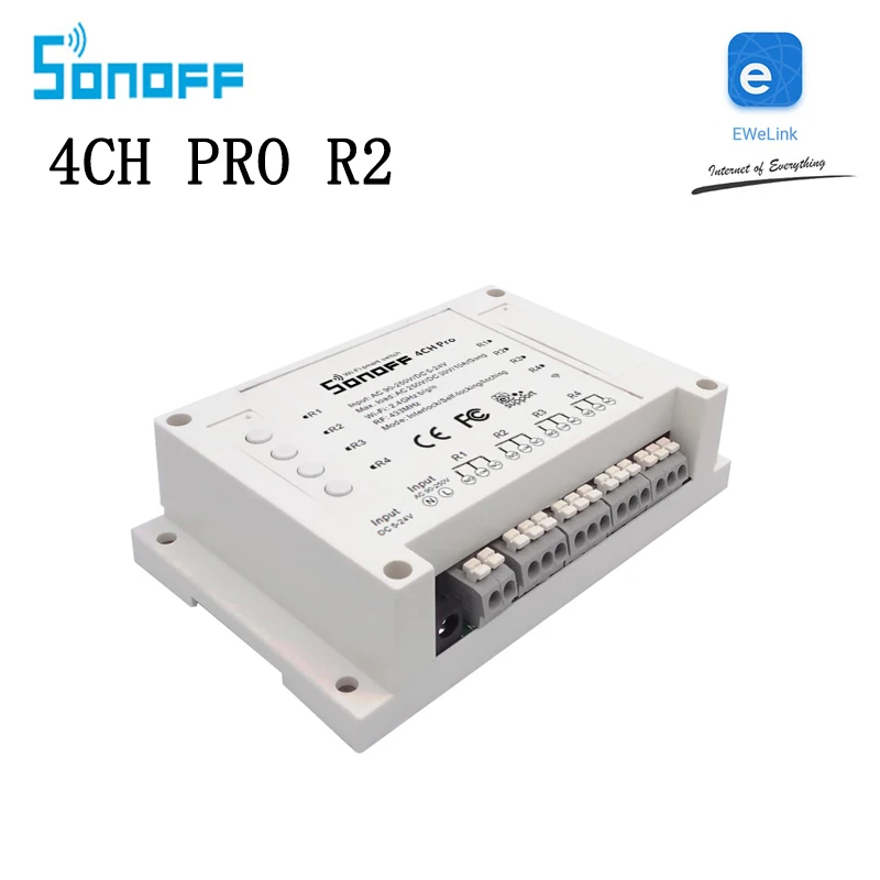 Sonoff 4CH Pro R2 4 канала Wi Fi Smart Switch 433 мГц РФ дистанционного Wifi освещение Коммутатор