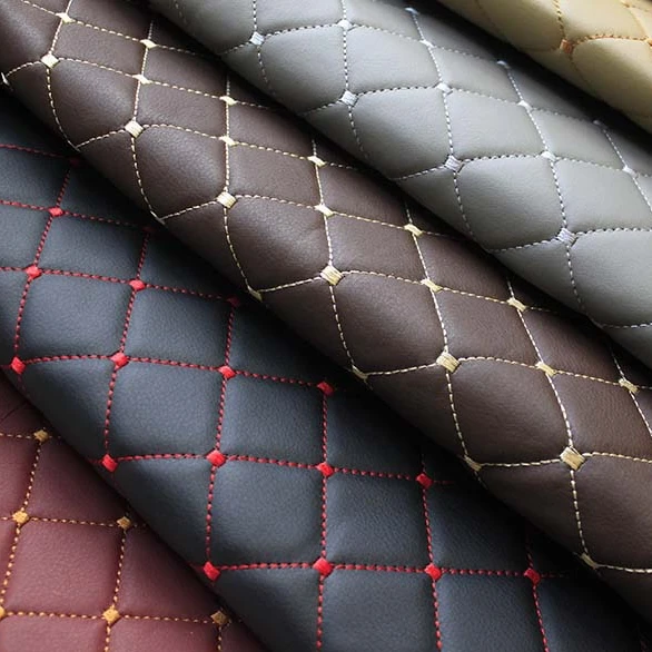 

1Meter furniture PU leather perforated embroidered plaid fabric car interior roof fabric plaid car seat cushion fabric 0.3cm