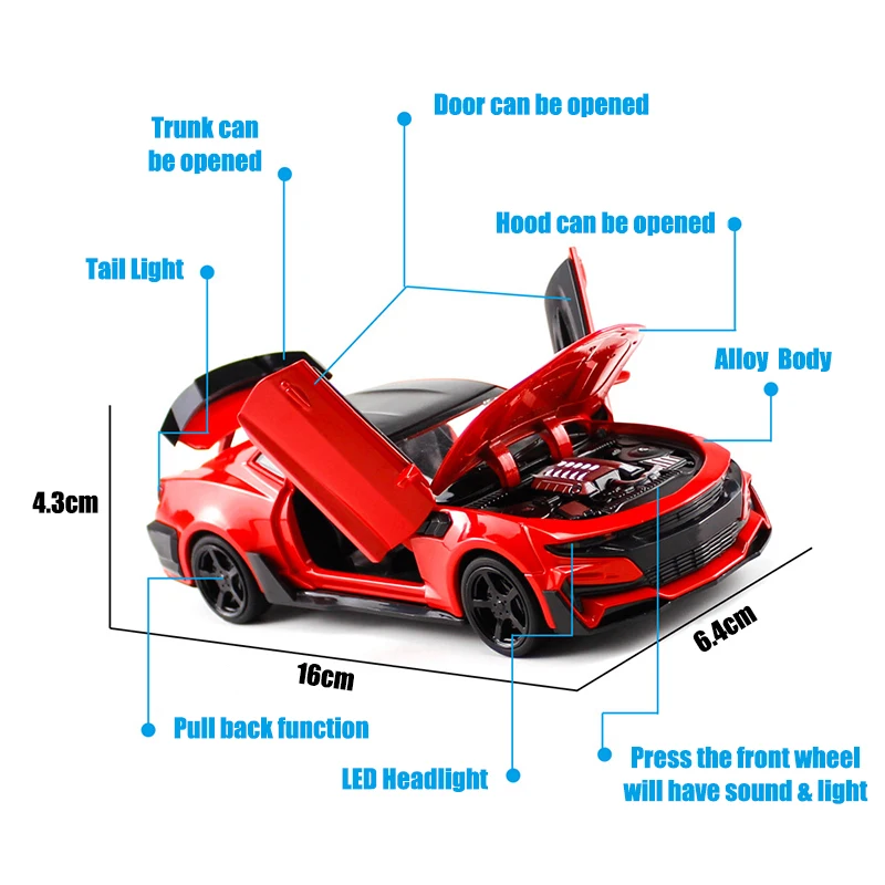 Camaro 1/32 масштаб спортивных автомобилей модель Diecast автомобиля игрушки горячие