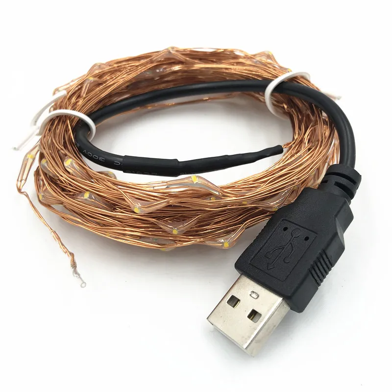 50/100/200 светодиодный Солнечный USB лампа светодиодный светильник Водонепроницаемый Медный провод шнура для отдыха на открытом воздухе полосы для рождественской вечеринки Свадебные украшения