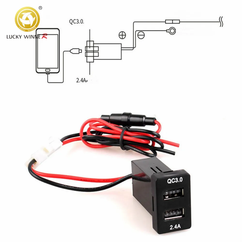 Двойной интерфейс USB QC3.0 аудио порт зарядного устройства для автомобилей Toyota