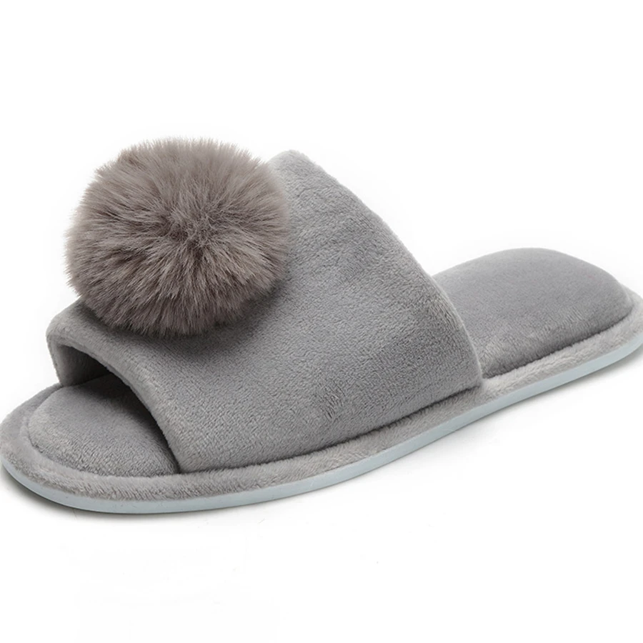 Зимние теплые мягкие плюшевые шлепанцы из искусственного кроличьего меха с