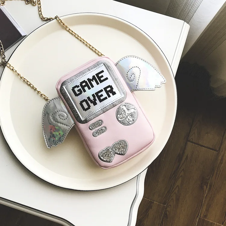 Милые модные персональные буквы игры Форма лазерные крылья мини кошелек для