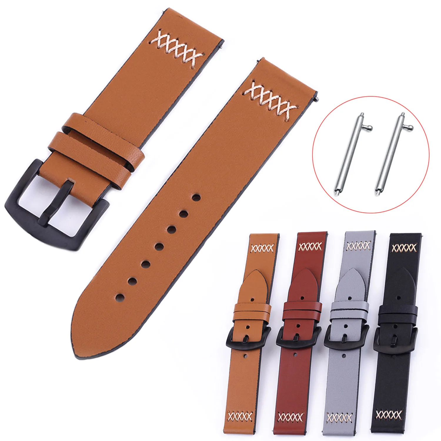

Ремешок из натуральной кожи для наручных часов, классический браслет с быстроразъемными штифтами, с металлической пряжкой, 20 мм 22 мм 24 мм 26 м...