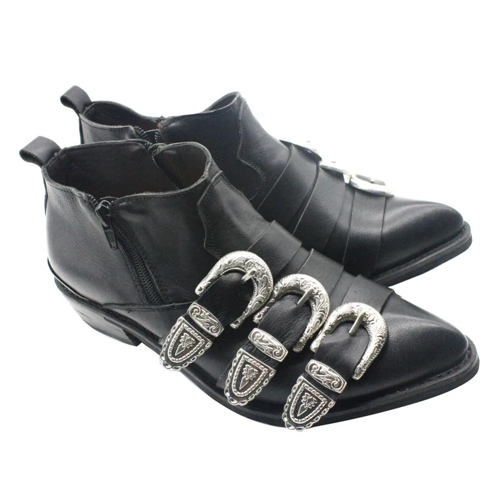 Leather Shoes Boots MJ Classic BAD Version Cosplay Michael Jackson West Cowboy Shoes