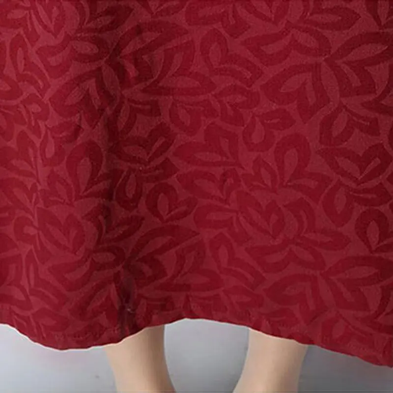 Женское платье с цветочной вышивкой свободное хлопковое большого размера