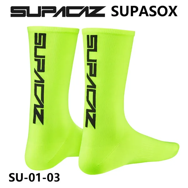 yellow black logo SUPACAZ SupaSox уличные дышащие спортивные носки гоночный велосипед Компрессионные носки для бега - Цвет: yellow black logo