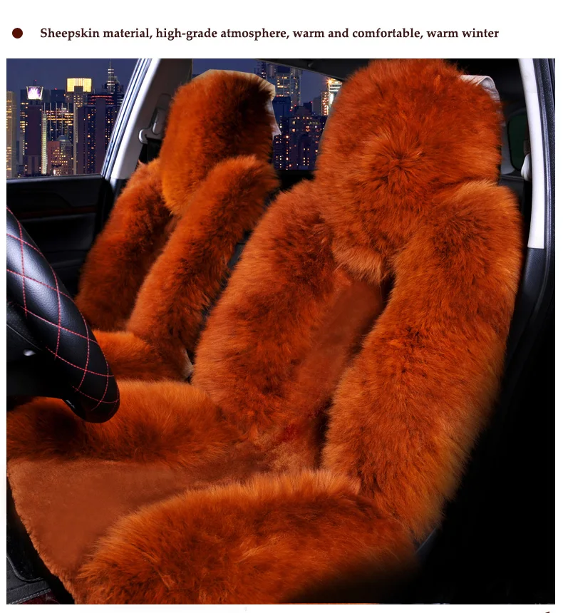 Шерстяное покрытие для автомобильных сидений, зимняя теплая подушка для сидений автомобиля, натуральный мех, Австралийская овчина, авточехлы для сидений, автомобильные меховые аксессуары